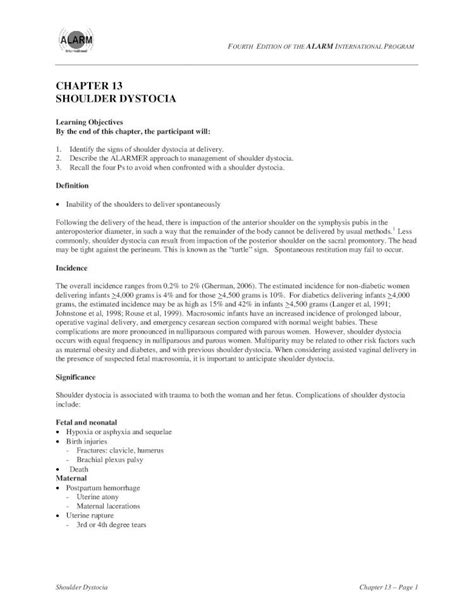 alarm shoulder dystocia|Chapter 13 .
